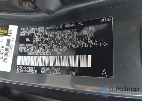 2005 Toyota Sienna Xle Limited from USA, damaged, VIN 5TDZA22C75S326079